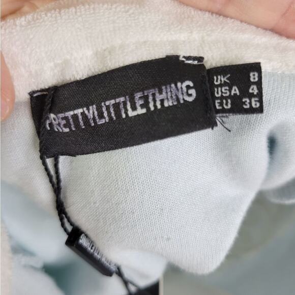 NWT PrettyLittleThing Baby Blue Towelling Contrast Collar Bodycon Dress 4 - Picture 4 of 7